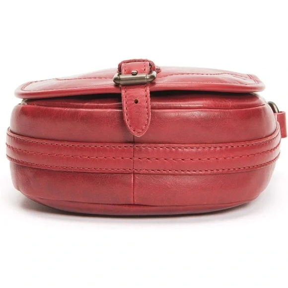 FRYE Women's Melissa Button Red Saddle Bag, Crossbody 100% leather